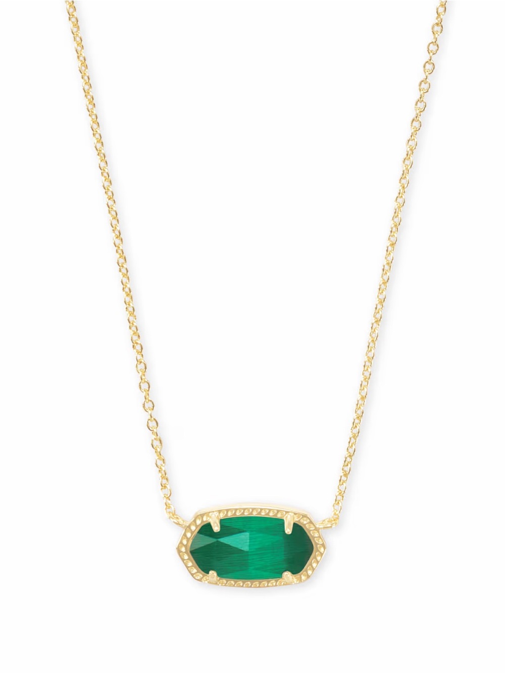 Elisa Gold Pendant Necklace in Emerald Cat’s Eye